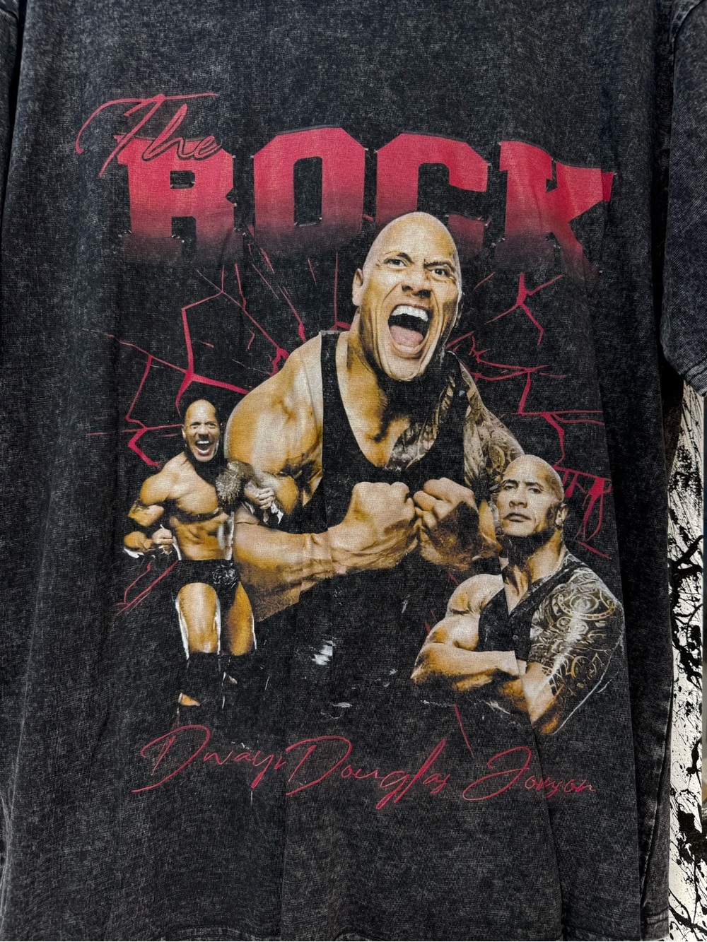 WWE The Rock Short Sleeve Tee - Black with Red and Skin-Tone Graphics - Picture 2 of 4